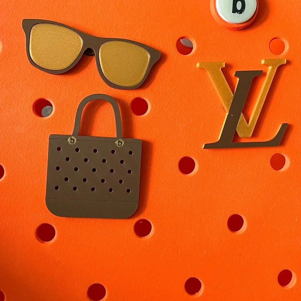 3 Piece LV Themed Bogg Charm Set-Glitzy Girl Bogg Charms - Picture 1 of 4